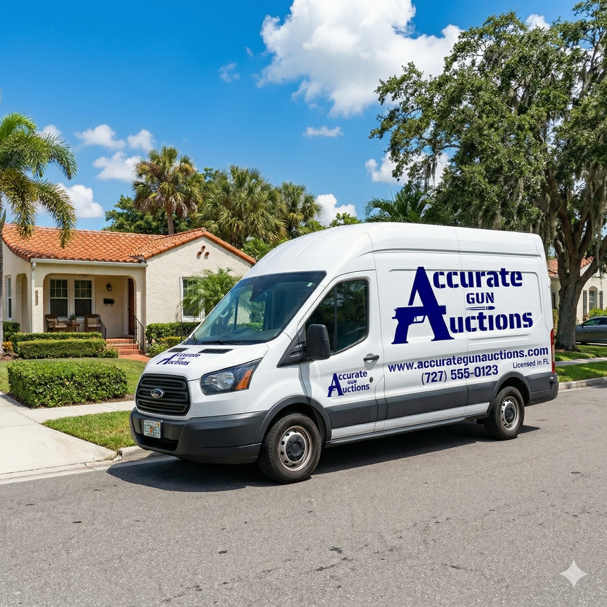 Accurate Gun Auctions fleet van providing secure firearm pickup in Orlando and Orange County